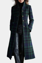 Madeleine™ — Manteau mi-long carreaux élégant